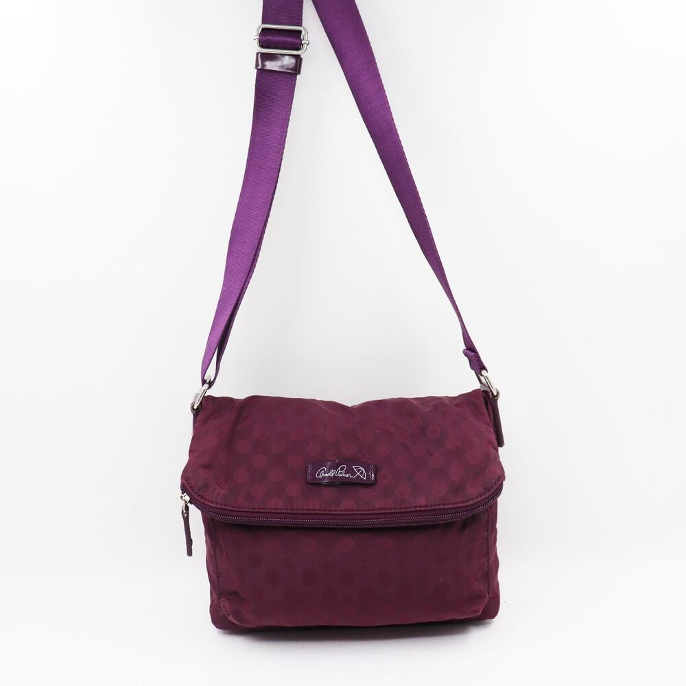 Arnold Palmer Crossbody Handbag Small Nylon Purple Plum Golf Purse Shoulder Bag